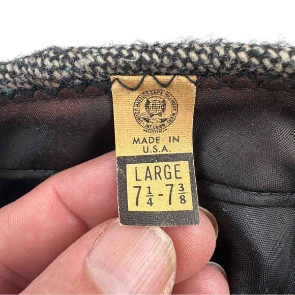 Vtg Made in USA Grey Wool Tweed Newsboy Hat Sz L 7 1/4 to 7 3/8 Peaky Blinders - Picture 11 of 11